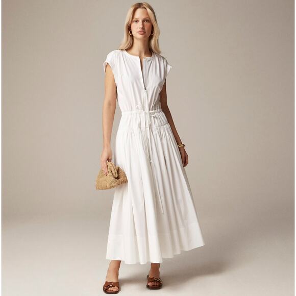 J. Crew Dresses & Skirts - J.Crew Drop Waist Midi Dress Cotton Poplin White A Line Minimalist Small NWT